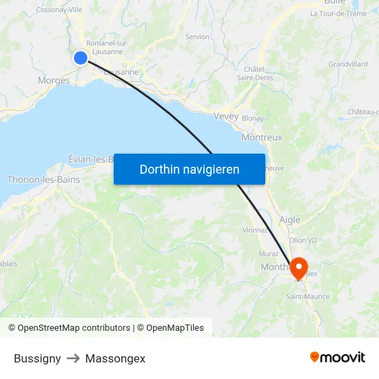 Bussigny to Massongex map