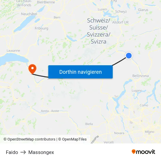 Faido to Massongex map