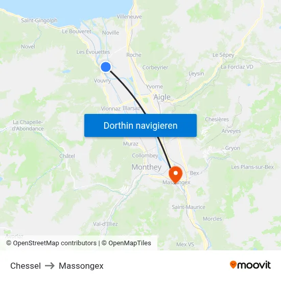 Chessel to Massongex map