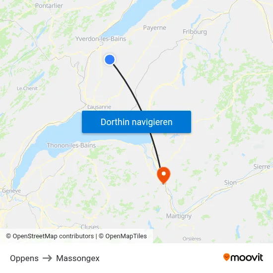 Oppens to Massongex map