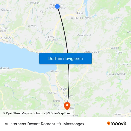 Vuisternens-Devant-Romont to Massongex map