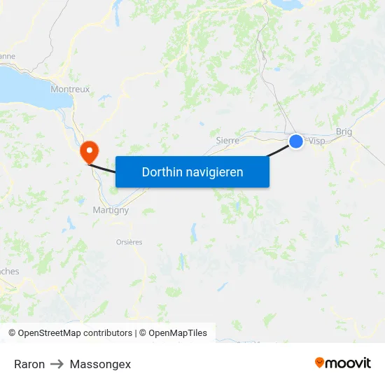 Raron to Massongex map