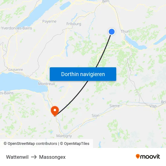 Wattenwil to Massongex map