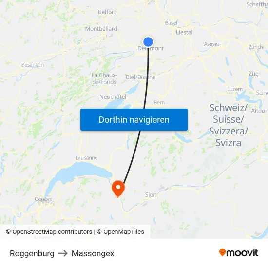 Roggenburg to Massongex map