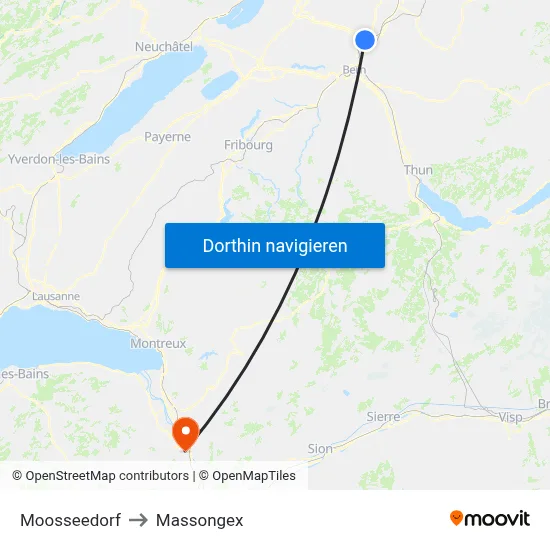 Moosseedorf to Massongex map