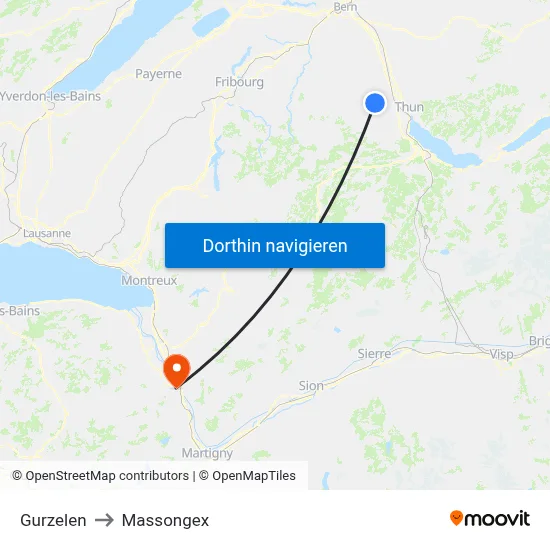 Gurzelen to Massongex map