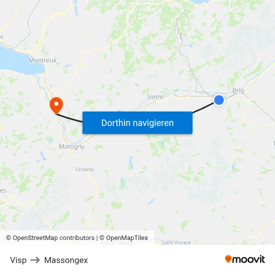 Visp to Massongex map