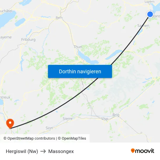 Hergiswil (Nw) to Massongex map