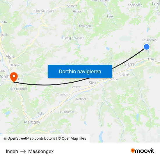 Inden to Massongex map