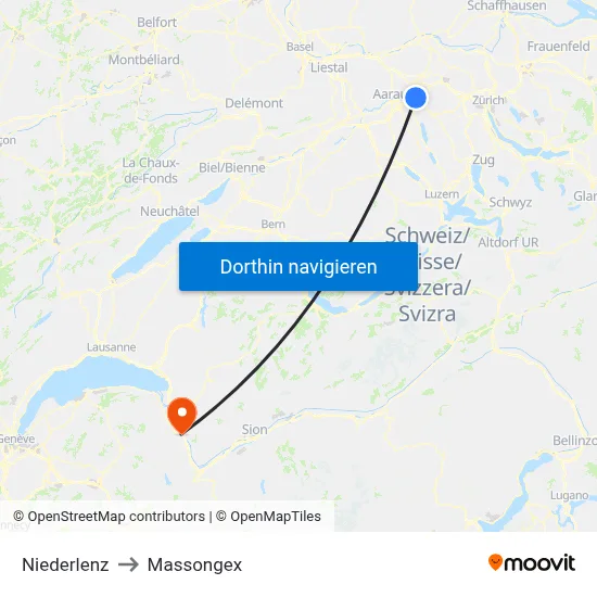 Niederlenz to Massongex map