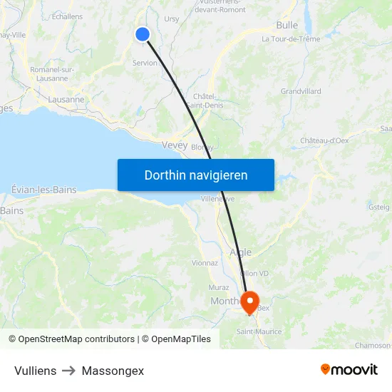 Vulliens to Massongex map