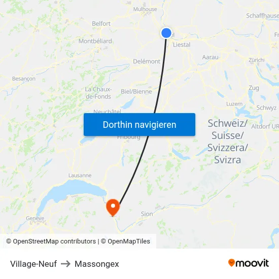 Village-Neuf to Massongex map