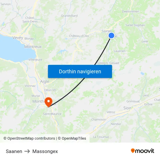 Saanen to Massongex map