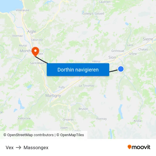 Vex to Massongex map