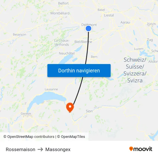 Rossemaison to Massongex map