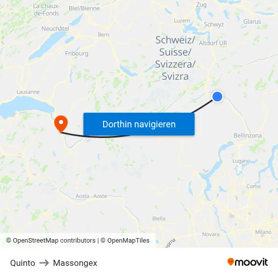 Quinto to Massongex map