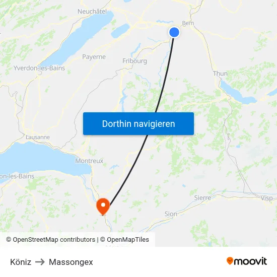 Köniz to Massongex map