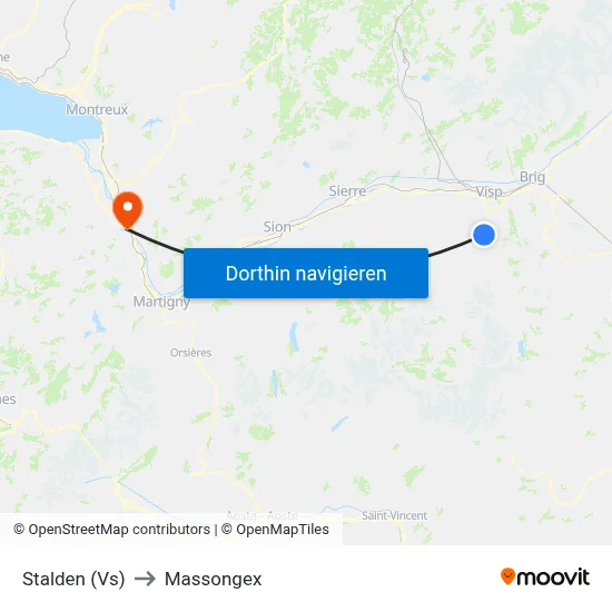 Stalden (Vs) to Massongex map