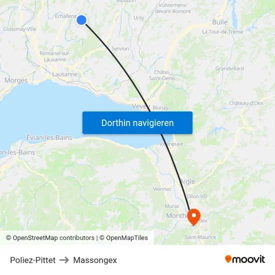 Poliez-Pittet to Massongex map