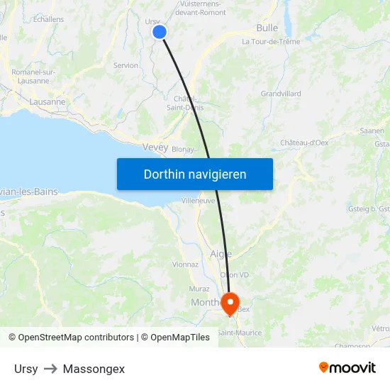Ursy to Massongex map