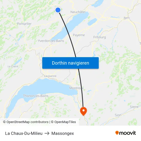 La Chaux-Du-Milieu to Massongex map