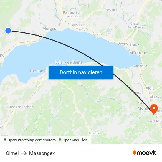Gimel to Massongex map