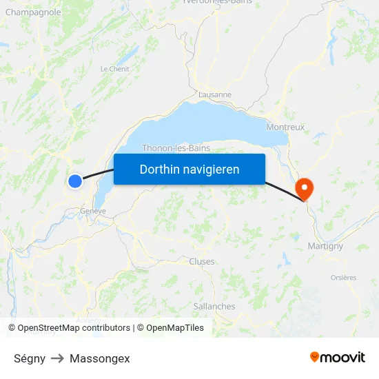 Ségny to Massongex map