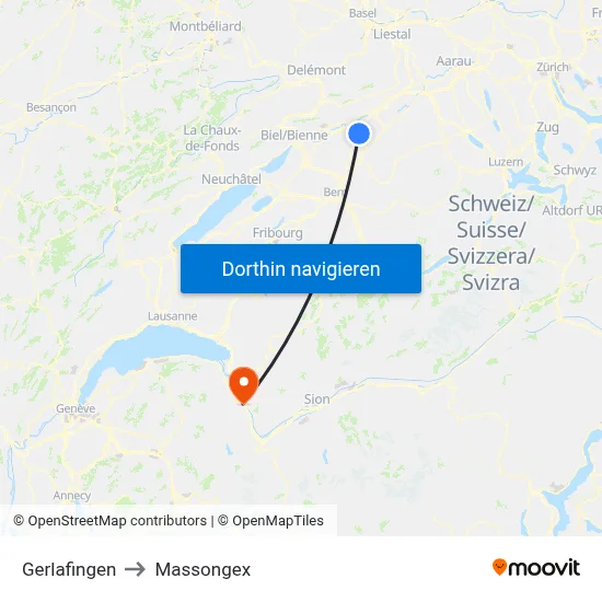 Gerlafingen to Massongex map