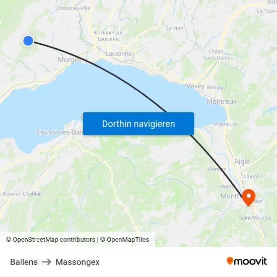 Ballens to Massongex map