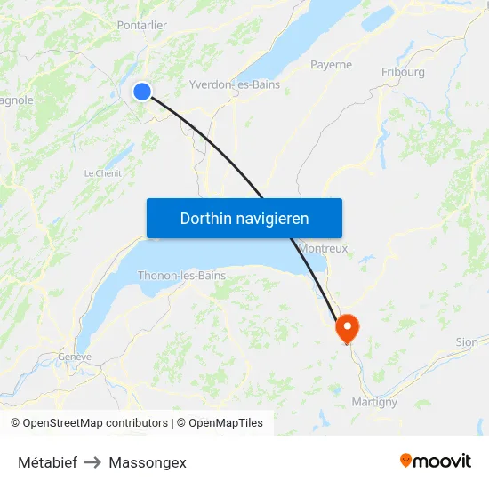 Métabief to Massongex map
