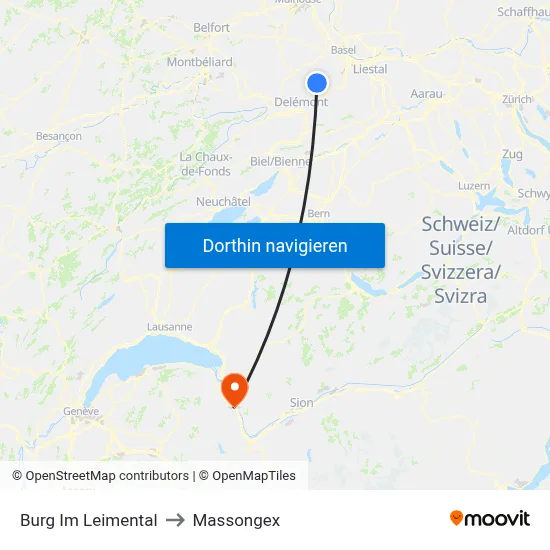 Burg Im Leimental to Massongex map