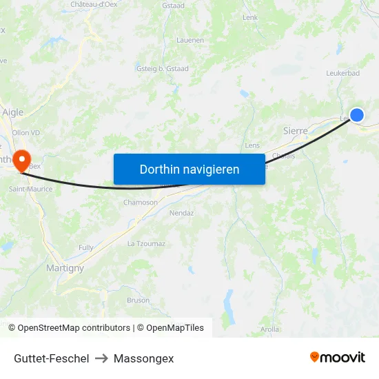 Guttet-Feschel to Massongex map