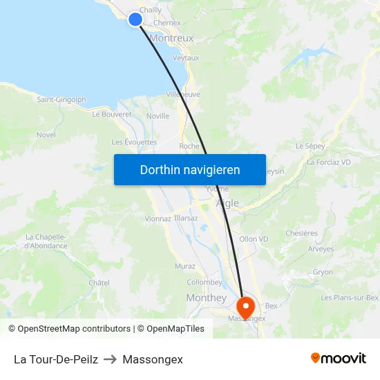 La Tour-De-Peilz to Massongex map
