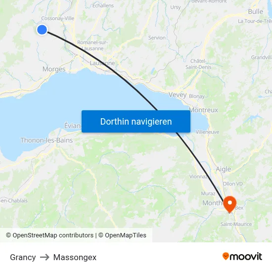 Grancy to Massongex map