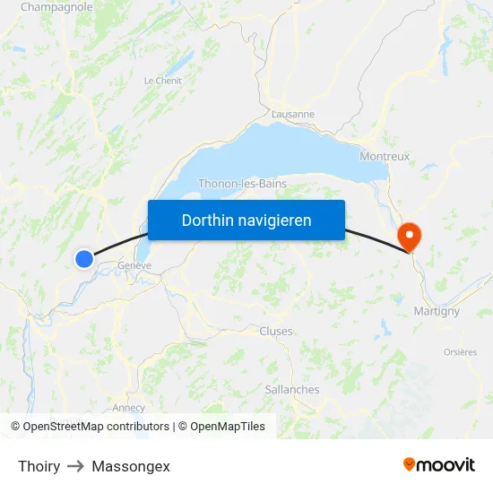 Thoiry to Massongex map