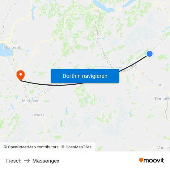 Fiesch to Massongex map