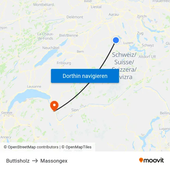 Buttisholz to Massongex map
