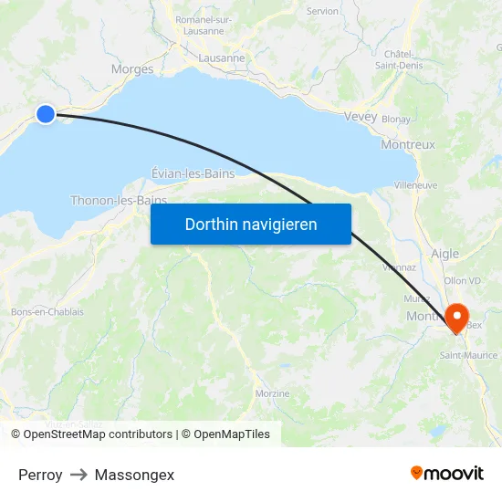 Perroy to Massongex map