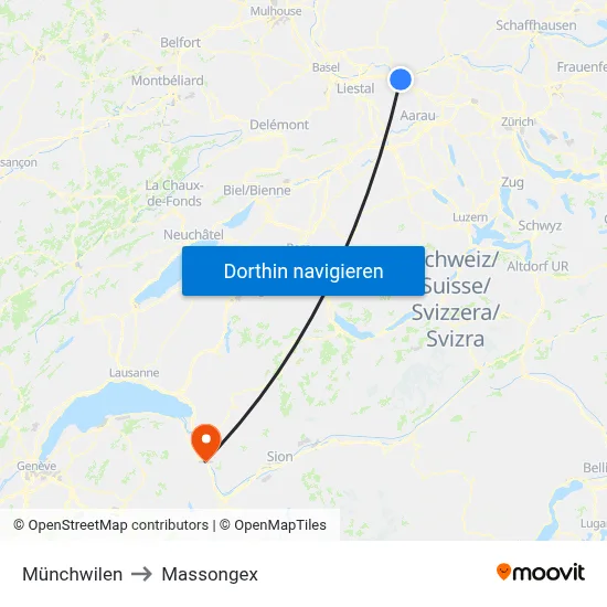Münchwilen to Massongex map