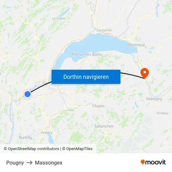 Pougny to Massongex map