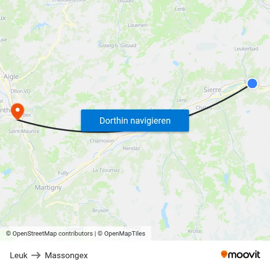 Leuk to Massongex map