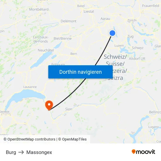 Burg to Massongex map