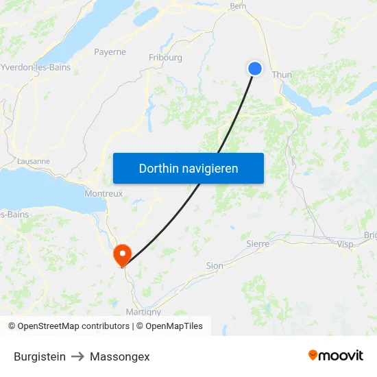 Burgistein to Massongex map