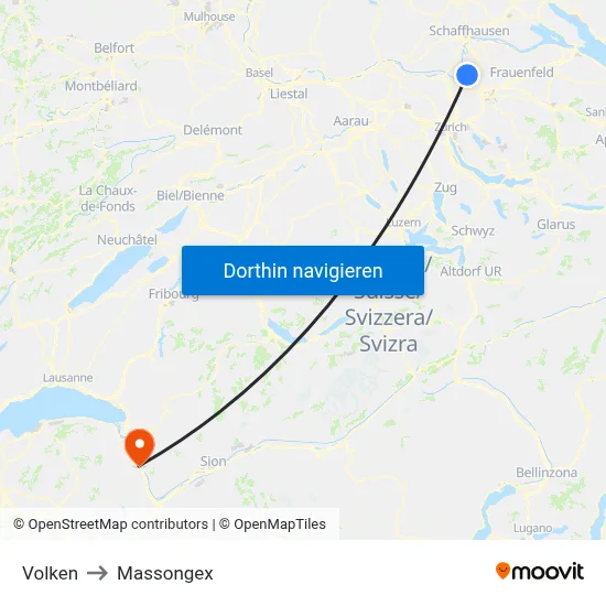 Volken to Massongex map