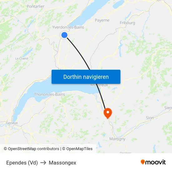 Ependes (Vd) to Massongex map