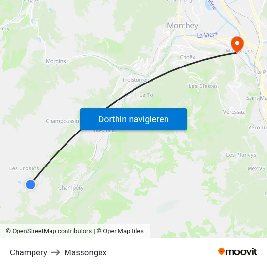 Champéry to Massongex map