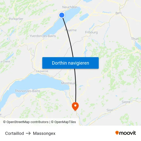 Cortaillod to Massongex map