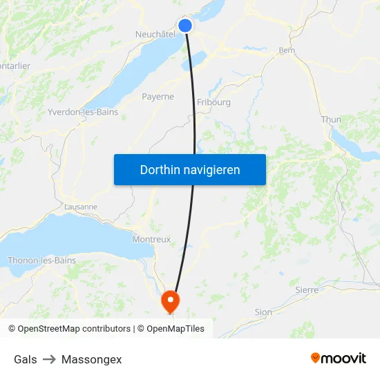 Gals to Massongex map
