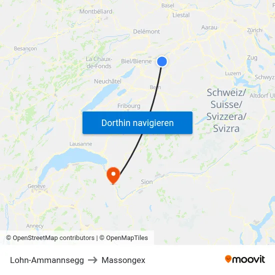 Lohn-Ammannsegg to Massongex map