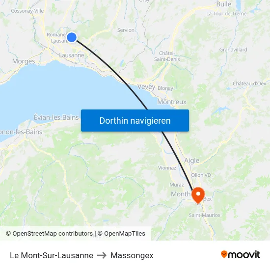 Le Mont-Sur-Lausanne to Massongex map